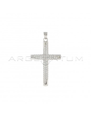 White zircon cross pendant with shiny...