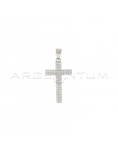 White zircon cross pendant white gold...