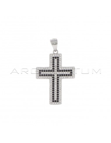 White zircon cross pendant with white...