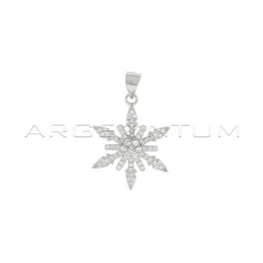 Ciondolo fiocco di neve zirconato bianco placcato oro bianco in argento 925