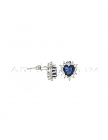 Stud earrings with blue heart zircon...