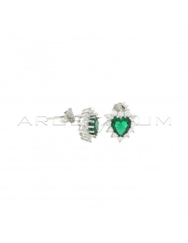 Stud earrings with green heart zircon...