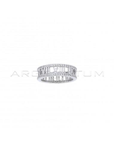 Band ring with white zircon track and...