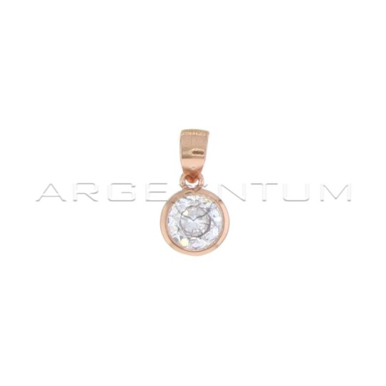 Ciondolo punto luce ø 5 mm bianco a cipollina placcato oro rosa in argento 925