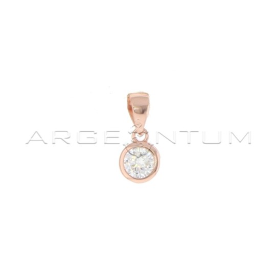 Ciondolo punto luce ø 4 mm bianco a cipollina placcato oro rosa in argento 925