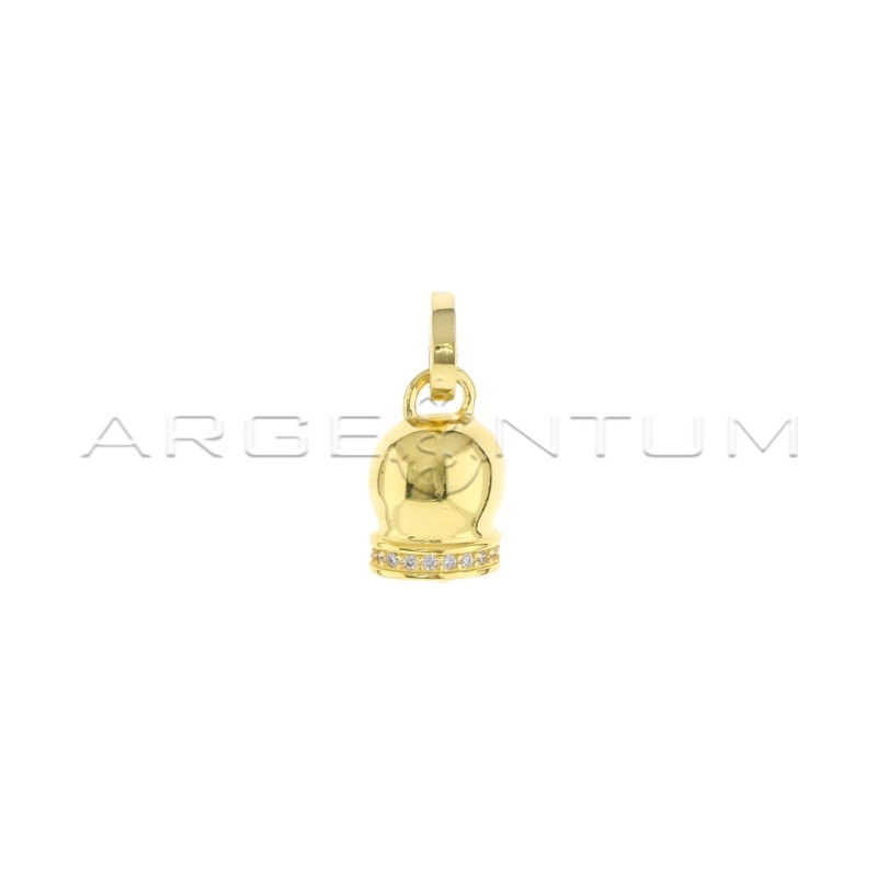 Yellow gold plated campanella charm with white zircon edge in 925 silver
