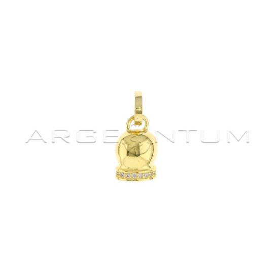 Ciondolo campanella placcato oro giallo con bordo zirconato bianco in argento 925