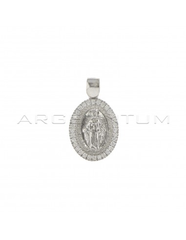 Satin miraculous medal in a frame of...