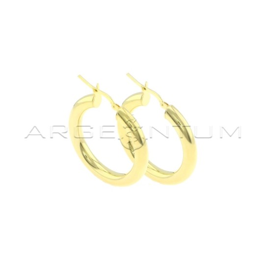 Orecchini cerchio canna bombata ø 25 mm con chiusura a scattino placcati oro giallo in argento 925