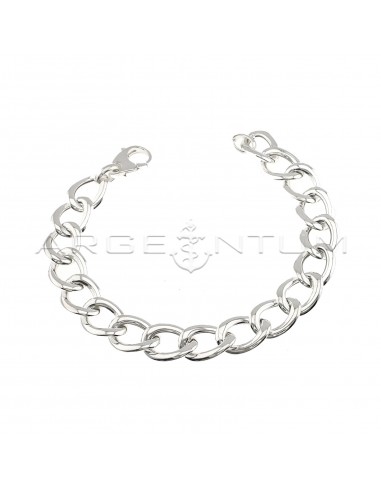 Flat curb mesh bracelet in 925 silver