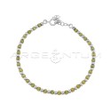 Bracciale a sfere e zirconi verdi faccettati placcato oro bianco in argento 925