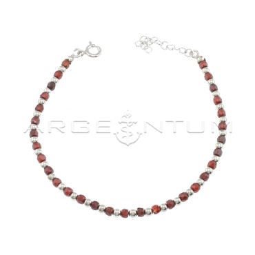 Bracciale a sfere e zirconi arancioni faccettati placcato oro bianco in argento 925