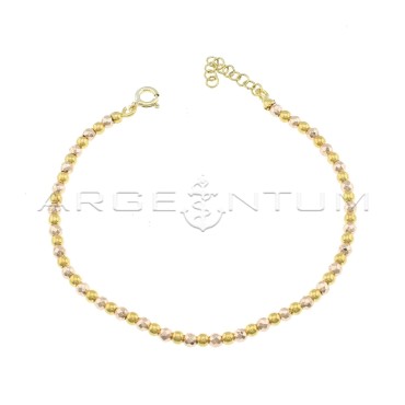 Bracciale di ematite faccettata rosa e sfere lucide placcato oro giallo in argento 925