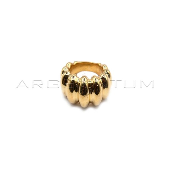 Anello elettroformato degradè rigato placcato oro giallo in argento 925 (misura 14)
