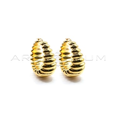 Electroformed hoop earrings ø 50 mm. shaded striped degradè with yellow gold plated bridge closure in 925 silver
