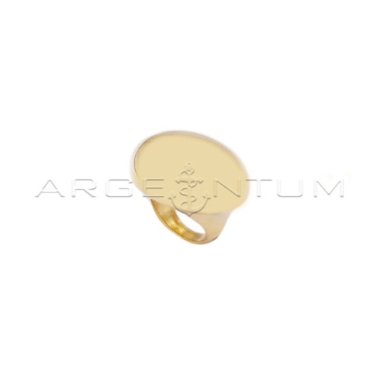 Anello elettroformato con ovale orizzontale bombato placcato oro giallo in argento 925 (misura 16)