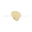 Electroformed ring with convex horizontal oval in yellow gold plated 925 silver (size 16)
