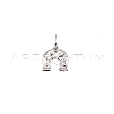 Coupled and engraved horseshoe pendant in 925 silver
