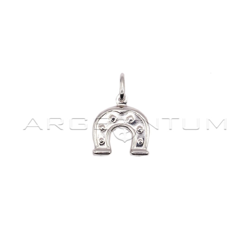 Coupled and engraved horseshoe pendant in 925 silver