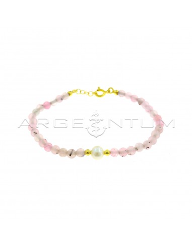 Pink agate ball bracelet with central...