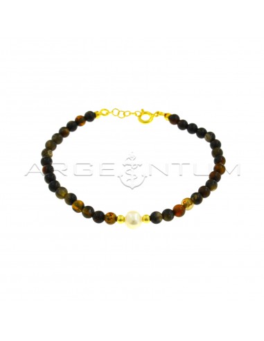 Brown agate ball bracelet with...