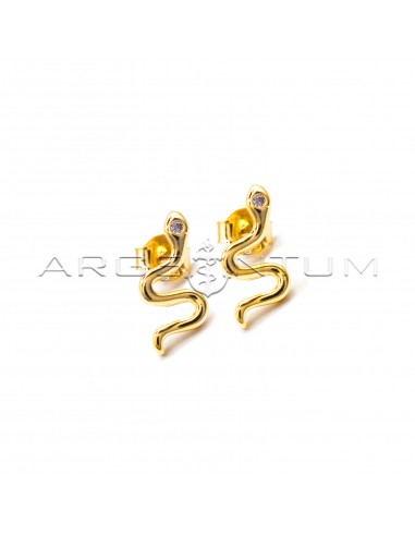 Snake lobe earrings with yellow gold...