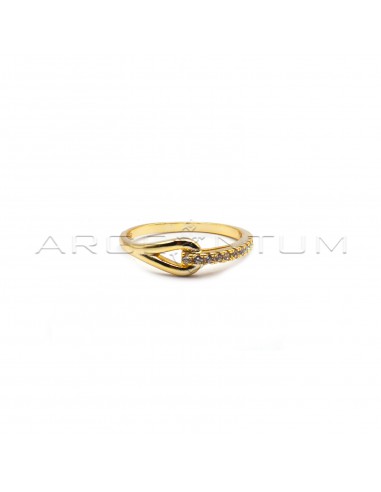 Half-zirconia ring with yellow gold...