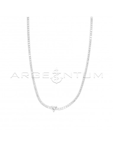 Tennis necklace with central heart of...