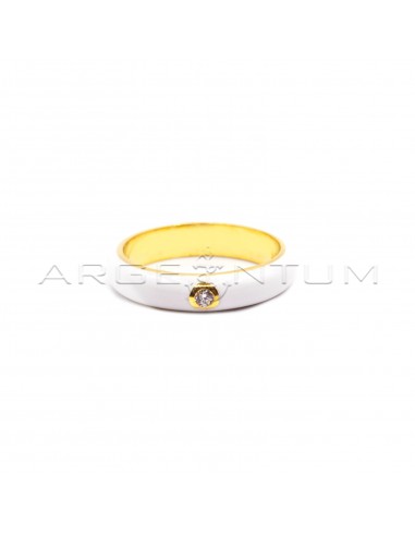 White enamel wedding ring with white...