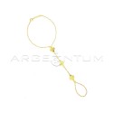 Bracciale baciamano maglia rolò diamantata con quadrifogli a lastra placcato oro giallo in argento 925