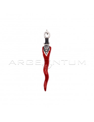 Red enamelled micro-cast horn and...