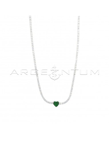 White tennis necklace with green...