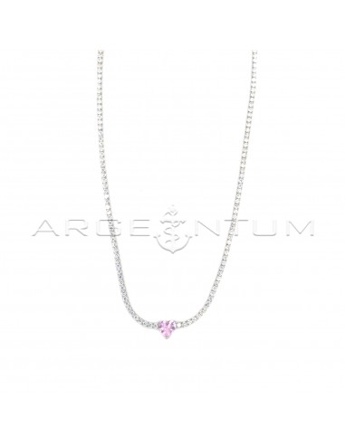 White tennis necklace with pink...