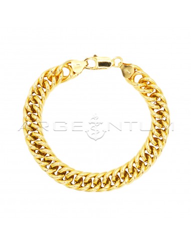 Yellow gold plated double groove curb...