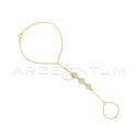 Hand-kissed bracelet with diamond-cut rolo link with white zircon pave hearts, yellow gold plated 925 sterling silver