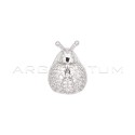 Ciondolo coccinella semizirconata bianca con contromaglia passante placcato oro bianco in argento 925