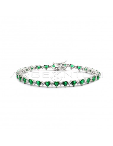 Bracelet of green heart zircons...