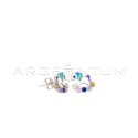 Enamelled unicorn stud earrings with multicolor zircon rocking rocking white gold plated in 925 silver