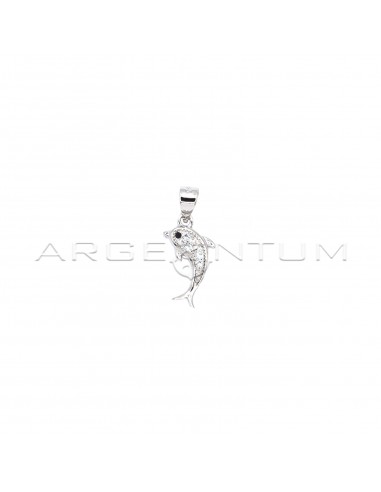 White zircon dolphin pendant with...