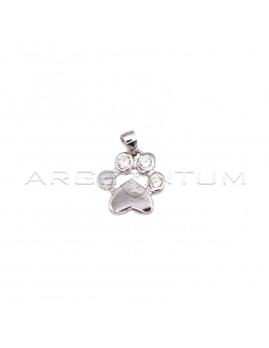 White gold plated paw pendant with...