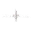 Cross pendant in white cubic zirconia pave with white gold plated zirconia counter-link in 925 silver