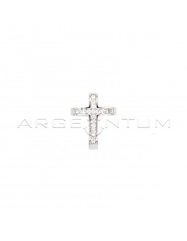 Cross pendant with white zircons in...