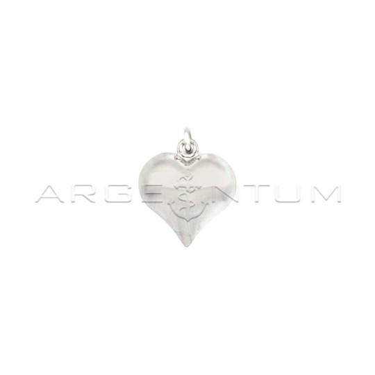 Ciondolo cuore accoppiato satinato placcato oro bianco in argento 925