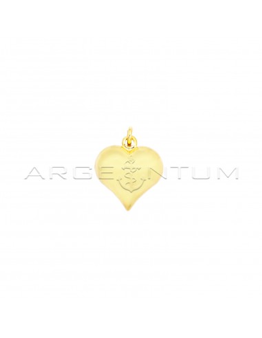 Yellow gold plated satin paired heart...