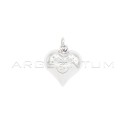 White gold plated shiny paired heart pendant in 925 silver
