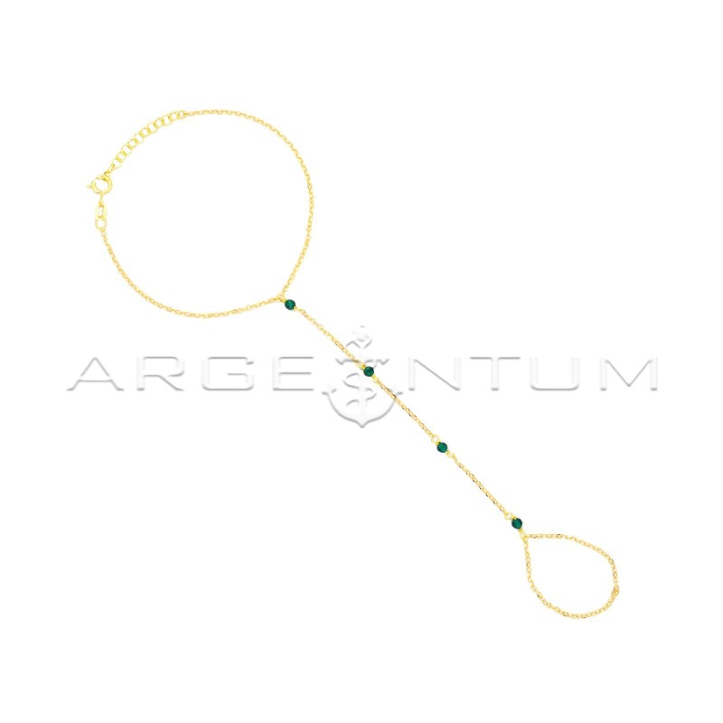 Bracciale baciamano maglia rolò diamantata e cristalli blu placcato oro giallo in argento 925