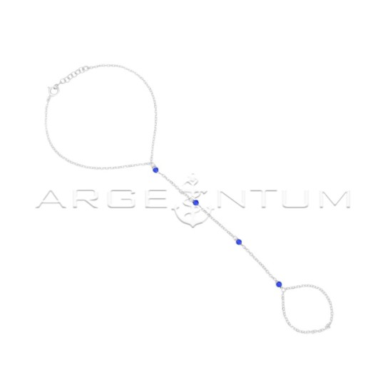 Bracciale baciamano maglia rolò diamantata e cristalli celesti placcato oro bianco in argento 925