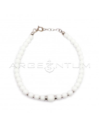 White agate ball bracelet with white...