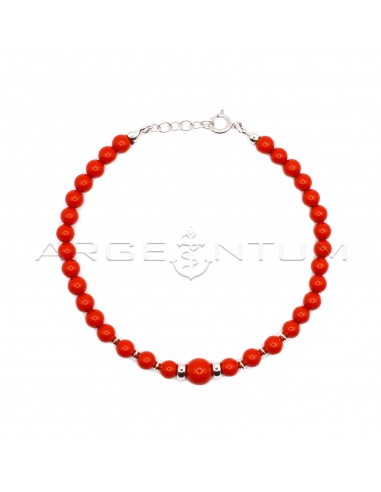 Red coral paste ball bracelet with...