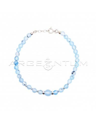 Blue agate ball bracelet with white...